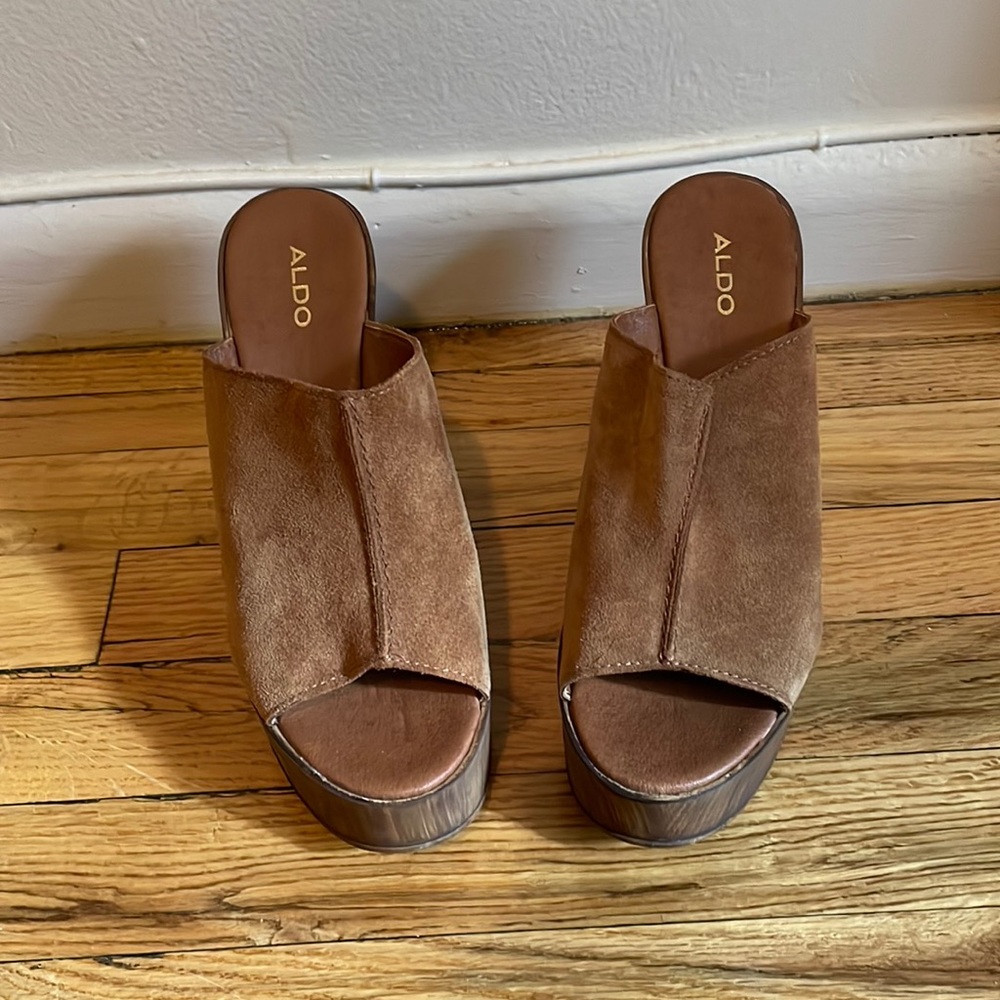 Brown aldo suede wedges
